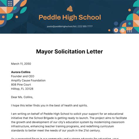 solicitation letter to mayor